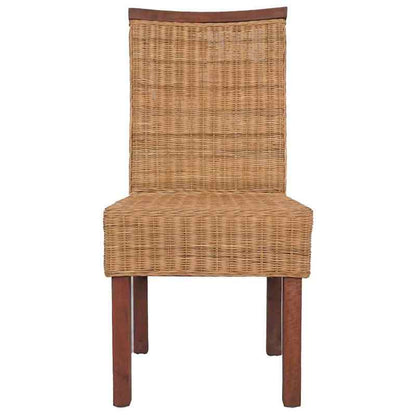 Eetkamerstoelen – Rattan Stoelen – Keukenstoelen – Set Van 2 Stoelen – Bruin – Natuurlijk Rattan – Gemakkelijk Schoon Te Maken – Stevige Rugleuning