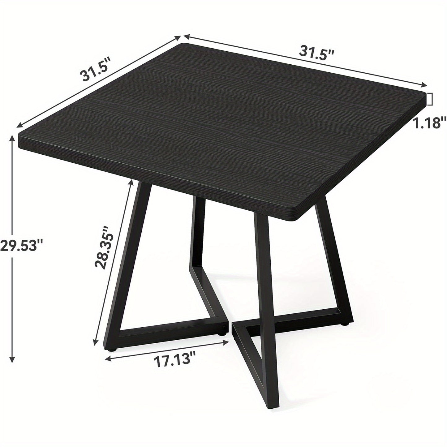 Eettafel – Tafel – Keukentafel – Dinertafel – Ontbijttafel – Zwart – Compact 80 cm – Metallenen Poten