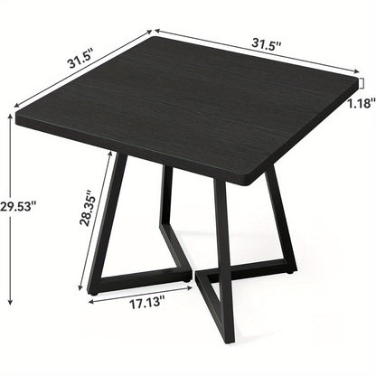 Eettafel Vierkant – Tafel Keuken – Dinertafel Compact – Tafeltje 4 Personen – Zwart Houten Blad – Robuuste Metalen Poten – Modern Industrieel Design – Makkelijk In Elkaar Te Zetten