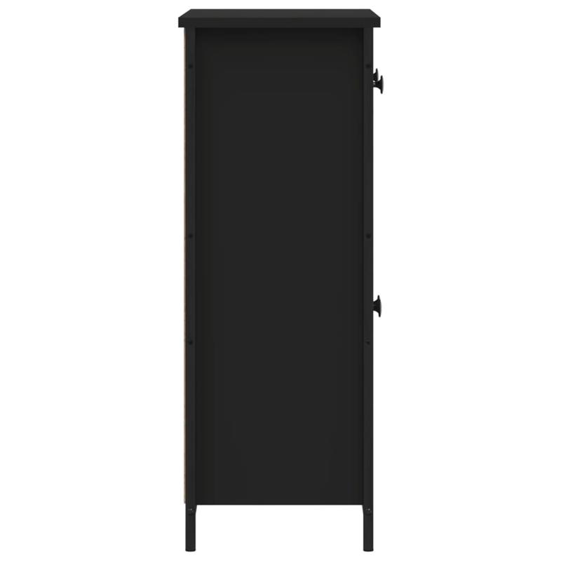 Modern Black Wood Sideboard Cabinet with Lockable Doors - 70x30x80cm Hardwood Storage Cabinet, Floor-Mounted Design, No Electricity Needed, Durable Wood Material For Living Room, Bedroom, Office Organization, Sideboard For Li