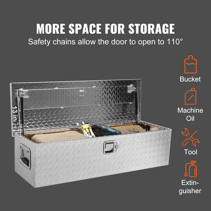 Aluminium Gereedschapskist – Toolbox – Opbergkist – Tool Box – Gereedschapkist – Robuust Diamantpatroon – Inclusief Slot en Handvat – 99 x 33 x 25,4 cm