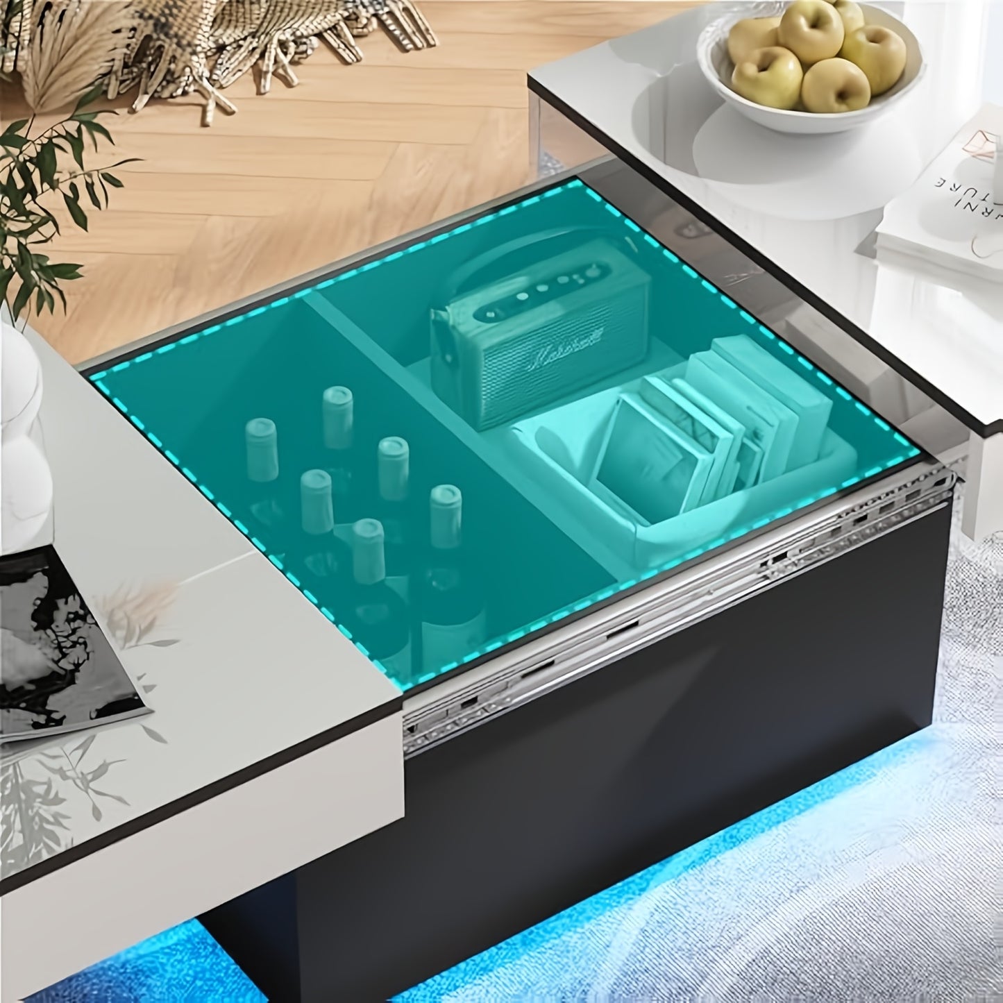 Salontafel – Woonkamertafel – Bijzettafel – Koffietafel – Tafel – Uitklapbaar – Hoogglans Wit – Met 2 Lades – Ruime Opbergruimte