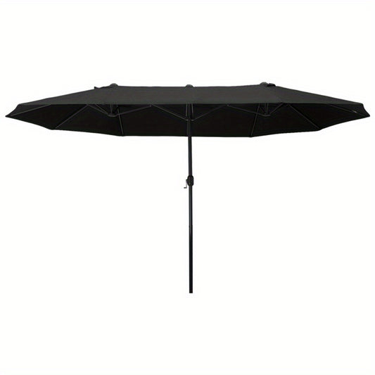 Parasol – Tuinparasol – Stokparasol – Balkonparasol – Terrasparasol – Ovaal – Handcrank Bediening – Stalen Frame – 460x270 cm – Zwart