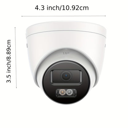 4K Bewakingscamera – Beveiligingscamera – IP Camera – CCTV Camera – Buiten Camera – AI Mens- en Voertuigdetectie – Kleur Nachtzicht & PoE Aansluiting – 123° Breedbeeld & Ingebouwde Microfoon – Wit