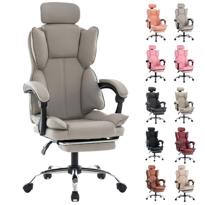 Ergonomische Gamingstoel – Bureaustoel – Gamelstoel – Werkstoel – Studiefauteuil – Verstelbare Zithoogte – PU Lederen Bekleding – Paars-Wit – Rugondersteuning – 5-Wielbasis Voor Tapijt