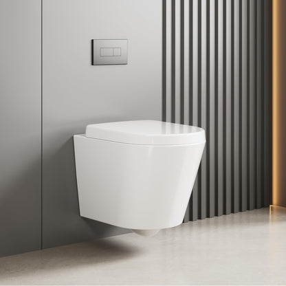 Wandtoilet – Hangend Toilet – Rimless Toilet – Diepspoel Toilet – Wandhangend Toilet – Keramiek – Softclose Zitting – Ruimtebesparend D-Design 51cm