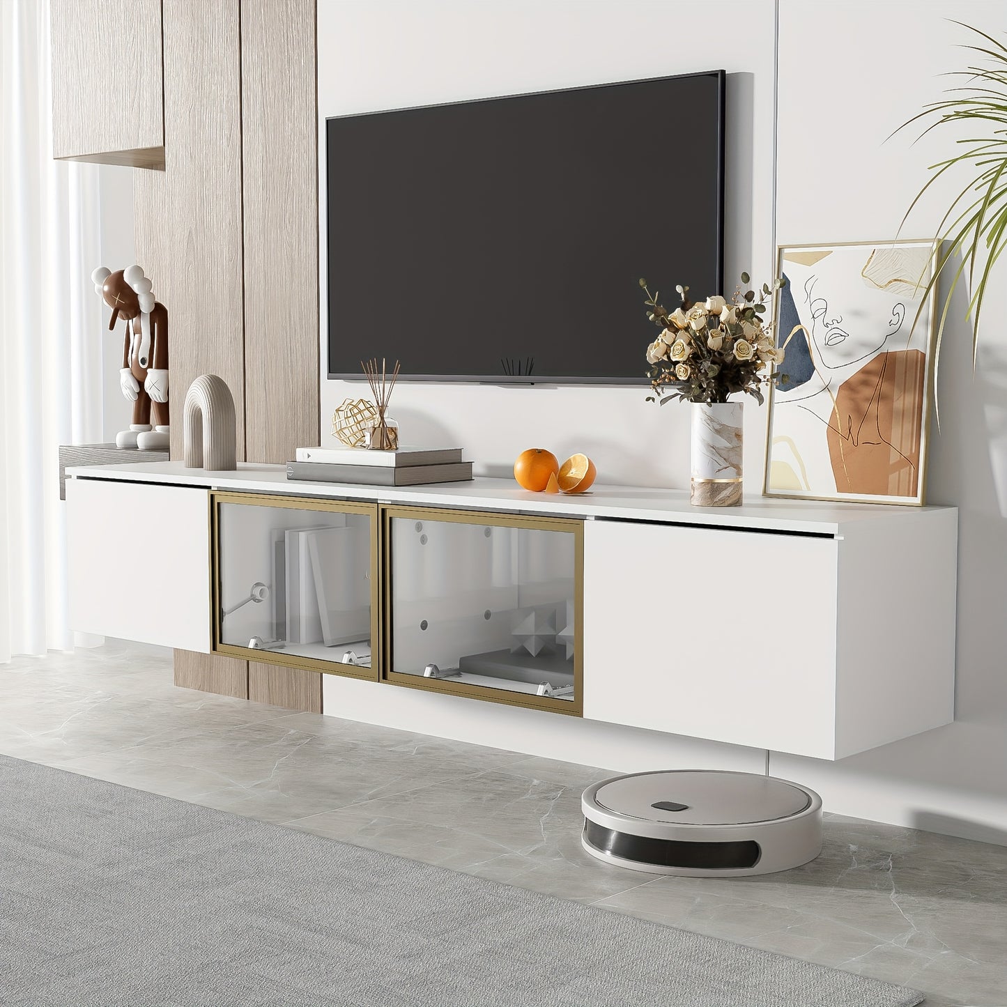 TV-meubel – Tv-kast – Mediameubel – Dressoir – Opbergkast – 170 cm breed – Wit minimalistisch design