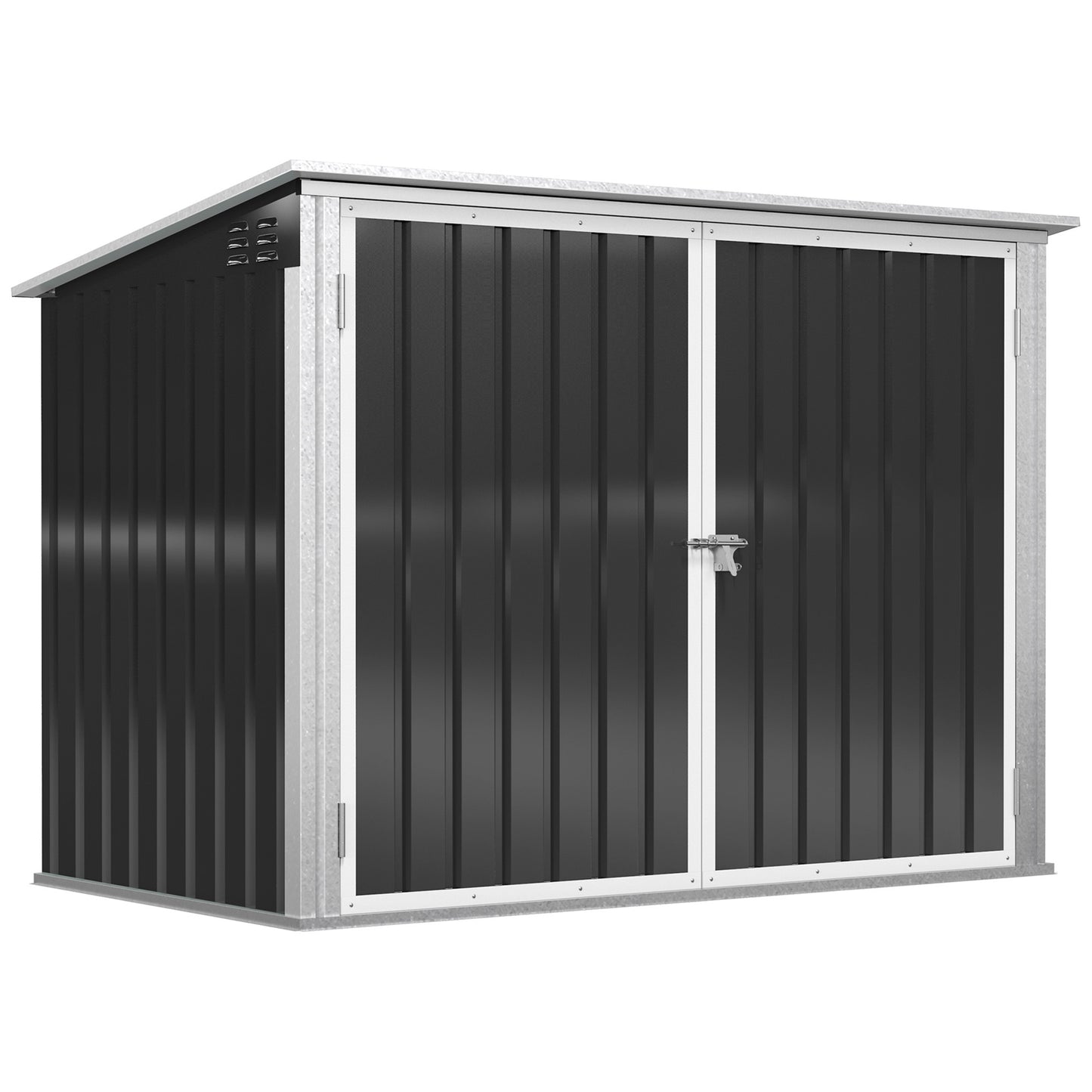 Afvalcontainerbox – Afvalopslag – Afvalbakberging – Afvalcontainerberging – Afvalbox – Gepoedercoat Staal – Afsluitbaar Met Pneumatisch Dak – Geschikt Voor 2 Afvalcontainers – Zwart