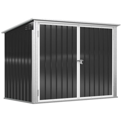 Afvalcontainerbox – Afvalopslag – Afvalbakberging – Afvalcontainerberging – Afvalbox – Gepoedercoat Staal – Afsluitbaar Met Pneumatisch Dak – Geschikt Voor 2 Afvalcontainers – Zwart