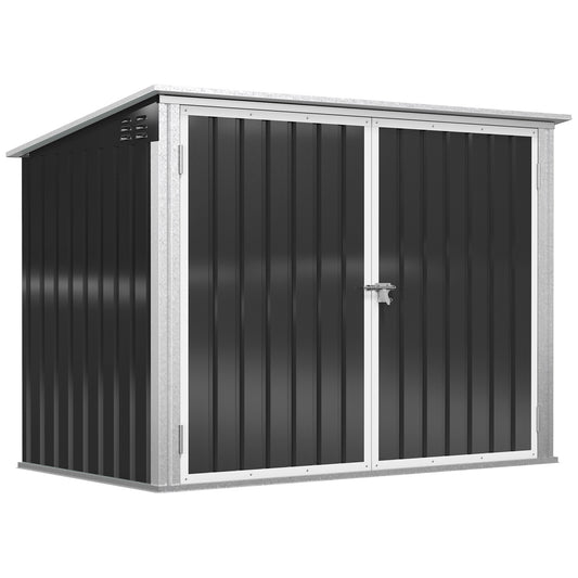 Afvalcontainerbox – Afvalopslag – Afvalbakberging – Afvalcontainerberging – Afvalbox – Gepoedercoat Staal – Afsluitbaar Met Pneumatisch Dak – Geschikt Voor 2 Afvalcontainers – Zwart