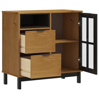 Sideboard with glass doors FLAM 80x40x80cm solid pine wood