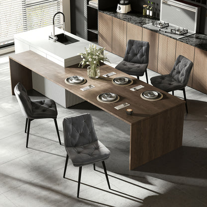 Eetkamerstoel – Stoel – Design Stoel – Comfortabele Stoel – Kuipstoel – Donkergrijs Fluweel – Ergonomische Rugleuning – Dubbele Laag Zitkussen