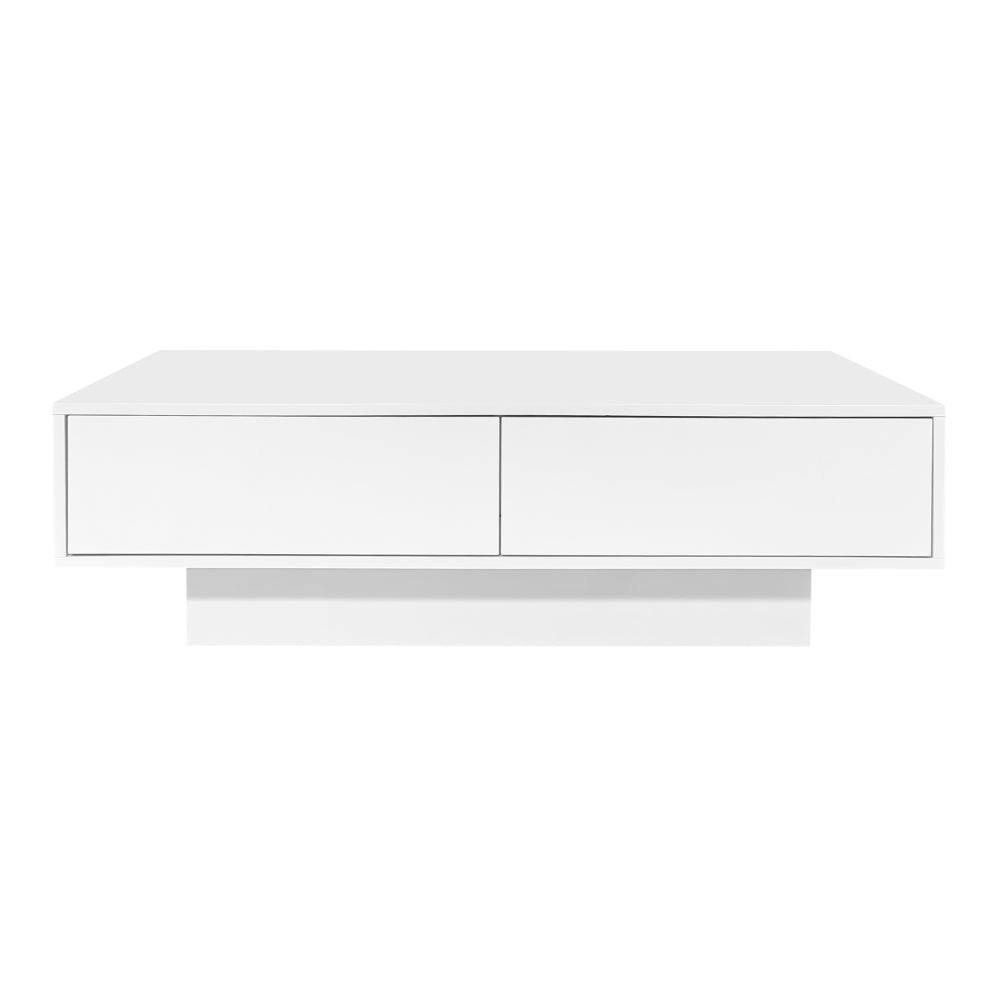 Salontafel – Woonkamertafel – Koffietafel – Bijzettafel – Tafel – Modern Hoogglans Wit – 2 Laden – 115x55x34 cm – Draagkracht 30 kg