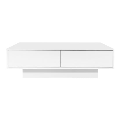 Salontafel – Woonkamertafel – Koffietafel – Bijzettafel – Tafel – Modern Hoogglans Wit – 2 Laden – 115x55x34 cm – Draagkracht 30 kg