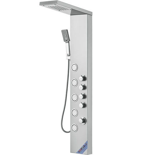 4-in-1 Douchepaneel – Doucheset – Regendouche – Massagejets – Handdouche – Roestvrij Staal – Extra Groot Bovenstuk – Anti-Kalk Sproeigaatjes