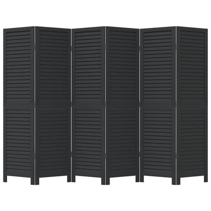 6-Panel Black Paulownia Wood Room Divider Screen - Sleek, Modern Design for Privacy in Offices, Bedrooms, Living Rooms