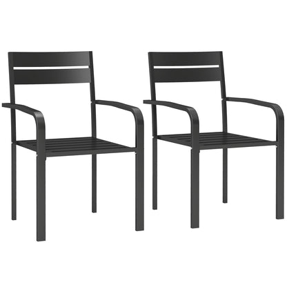 Tuinstoel – Tuinstoel – Balkonstoel – Stapelbare Stoel – Aluminium – Set van 2 – Armleuningen – Weerbestendig – Donkergrijs