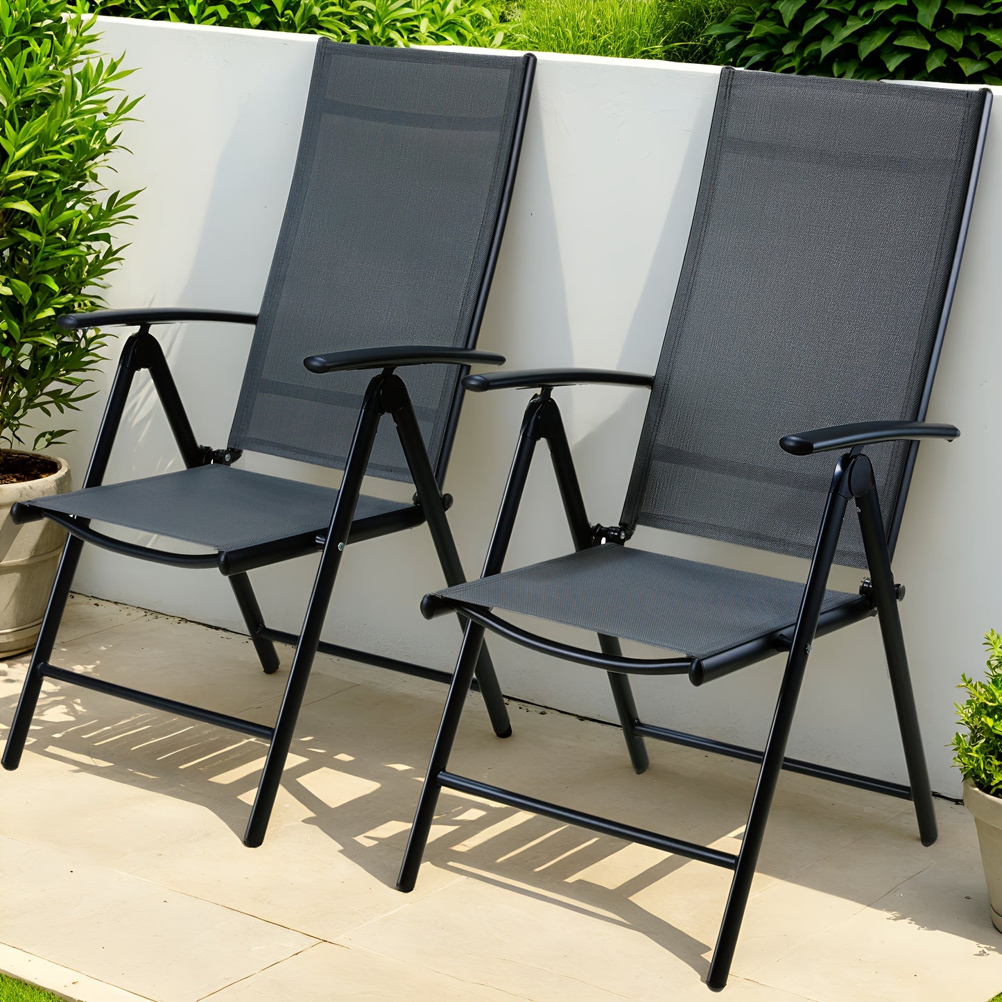 Tuinstoelen – Balkonstoel – Campingstoel – Tuinstoel – Verstelbare Stoel – Aluminium Frame – 7-Standen Rugleuning – Inklapbaar – Max. 120 kg Belastbaar