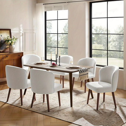 Eetkamerstoelen – Stoelen – Keukenstoelen – Design Stoelen – Witte Stoelen – Set Van 2 – Mid-Century Modern – Gebogen Rugleuning – Gestoffeerde Zitting – Massief Houten Poten
