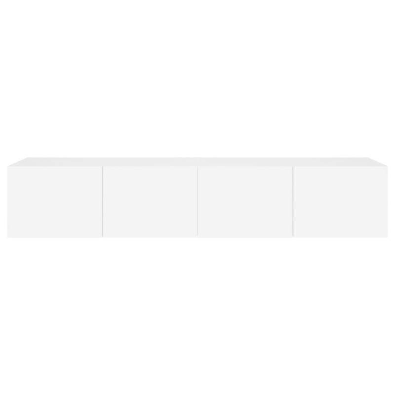 Wandkast TV – Wandschap – Opbergkast – Mediarek – Muurkast – Set Wit – MDF Duurzaam – 80x35x31 cm