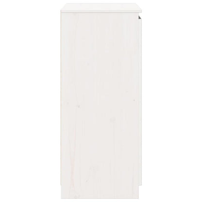 Modern White Solid Wood Pine Sideboard Cabinet with Lockable Doors & Adjustable Shelves - 60cm Wide Floor-Standing Storage Furniture, Fire-Resistant Hardwood Construction, Minimalist Design for Living Room, Hallway, Entryway