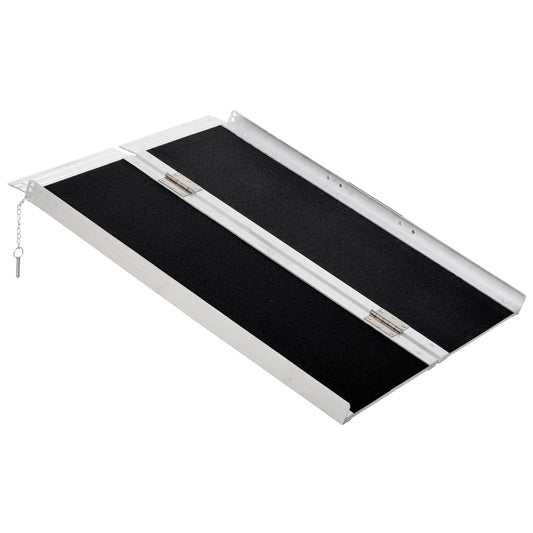 Rolstoeloprit – Opritrolstoel – Toegangshelling – Inklapbare Ramp – Mobiliteitsbrug – Aluminium – Opvouwbaar Met Handgreep – Antisliplaag En Verhoogde Zijkanten – Draagkracht 270 Kg – Zwart