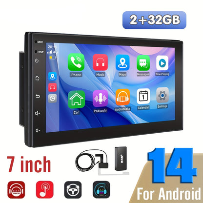 Autoradio – 2 DIN Autoradio – Car Stereo – Multimedia Radio – DAB+ Radio – Android 14 – 7 Inch Touchscreen – Draadloze CarPlay & Android Auto