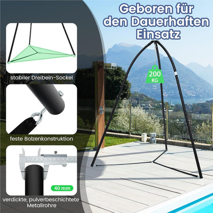 Hangstoel Standaard – Hangmat Standaard – Hangstoel Frame – Schommelstandaard – Relaxstoel Steun – Metalen Driepoot Basis – Draagkracht 200 kg – Weerbestendige Poedercoating