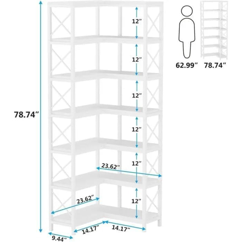 Hoekboekenkast – Hoekkast – Boekenrek – Opbergkast – Boekplank – Stevig Hout & Metaal – Ruimtebesparend L-Model