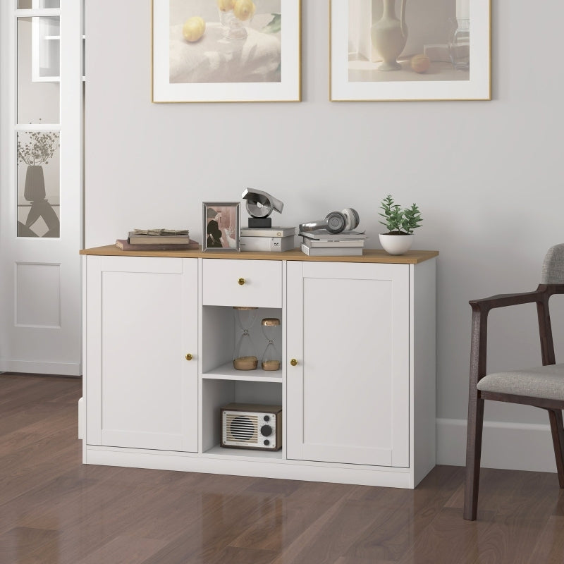 Dressoir – Opbergkast – Buffetkast – Ladekast – Wandkast – Wit – 120x35x75 cm – Stijlvol Met Gouden Grepen – Duurzaam Spaanplaat