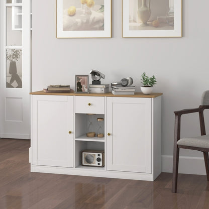 Dressoir – Opbergkast – Buffetkast – Ladekast – Wandkast – Wit – 120x35x75 cm – Stijlvol Met Gouden Grepen – Duurzaam Spaanplaat