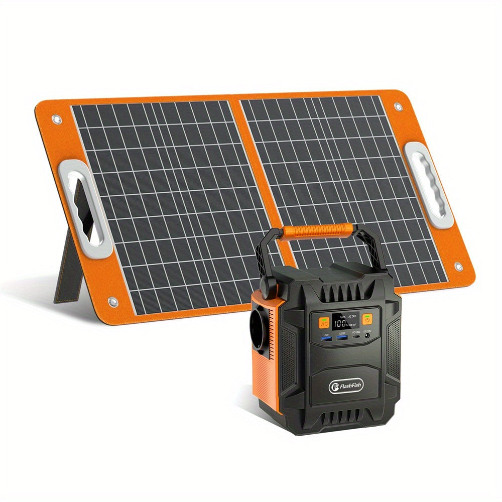 Draagbare Powerstation – Mobiele Generator – Noodstroomvoorziening – Camping Accu – Solar Energie Set – 172.8Wh Met 60W Opvouwbaar Zonnepaneel – Compact En Duurzaam Design
