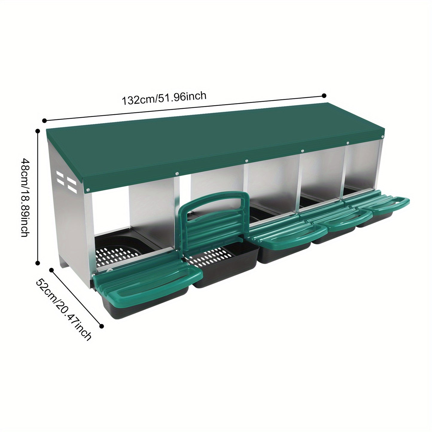 Kippenhok – Kippenren – Nestkast – Legnest – Nestbox – 5 Compartimenten – Gegalvaniseerd Staal – Ventilatie