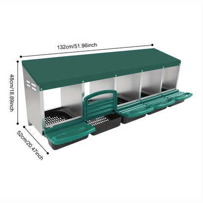Kippenhok – Kippenren – Nestkast – Legnest – Nestbox – 5 Compartimenten – Gegalvaniseerd Staal – Ventilatie