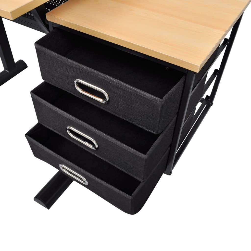 Tekentafel – Tekentafel Met Kruk – Tekenbureau – Tekentafel Met Laden – Tekentafel Kantelbaar – Kantelbaar Tafelblad – 3 Uittrekbare Laden – Comfortabele Zachte Kruk – Bruin