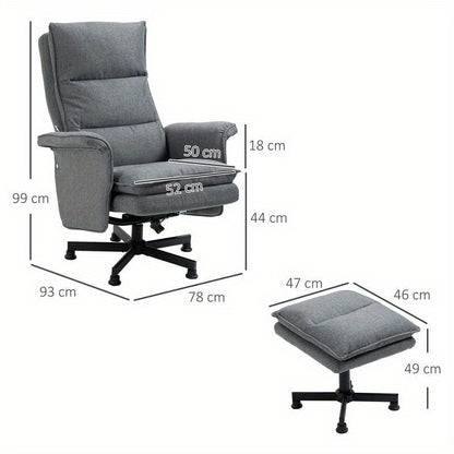 Bureaustoel – Massagestoel – Kantoorstoel – Ergonomische Stoel – Bureaustoel Met Voetensteun – 8-Posities Rugleuning – Handmatig Massage Systeem – Kunststof Frame – Zachte Gevulde Zitting