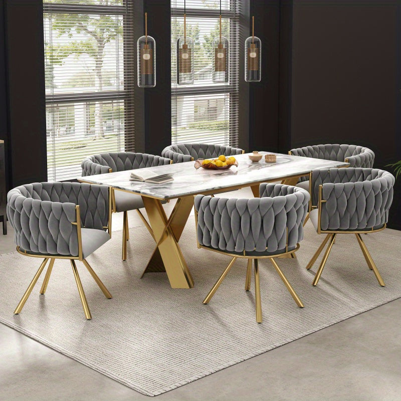 Velvet Stoelen – Eetkamerstoelen – Woonkamerstoelen – Luxe Stoelen – Design Stoelen – Set Van 4 – Zachte Grijze Velvet Bekleding – Metalen Gouden Poten