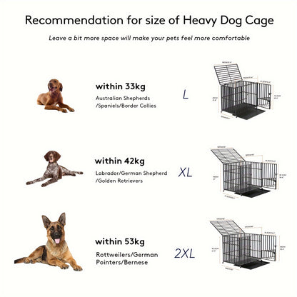 Hondenbench – Hondenkooi – Hondenren – Kennel – Hondenhok – XXL Groot Formaat – Stevig Metaal – 3 Deuren Met Slot – Wielen Met Rem – Afneembare Opvanglade