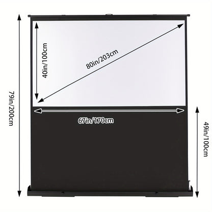 Projectiescherm – Draagbaar Scherm – Opvouwbaar Scherm – Presentatiescherm – Filmscherm – 80 Inch – Lichtgewicht Aluminium Frame – Stabiele Draaibare Voeten – Zwart