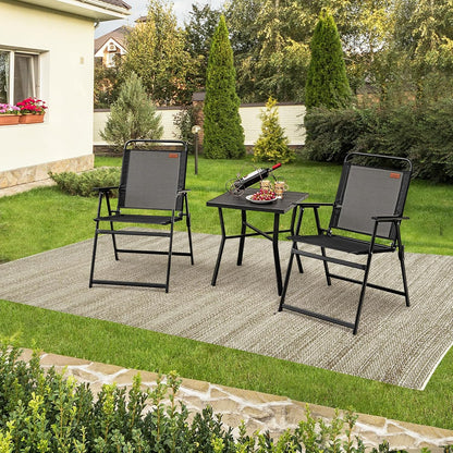 Tuinstoelen – Klapstoelen – Balkonstoelen – Terrasstoelen – Campingstoelen – Opvouwbaar – Ademend Metalen Frame – Set Van 4