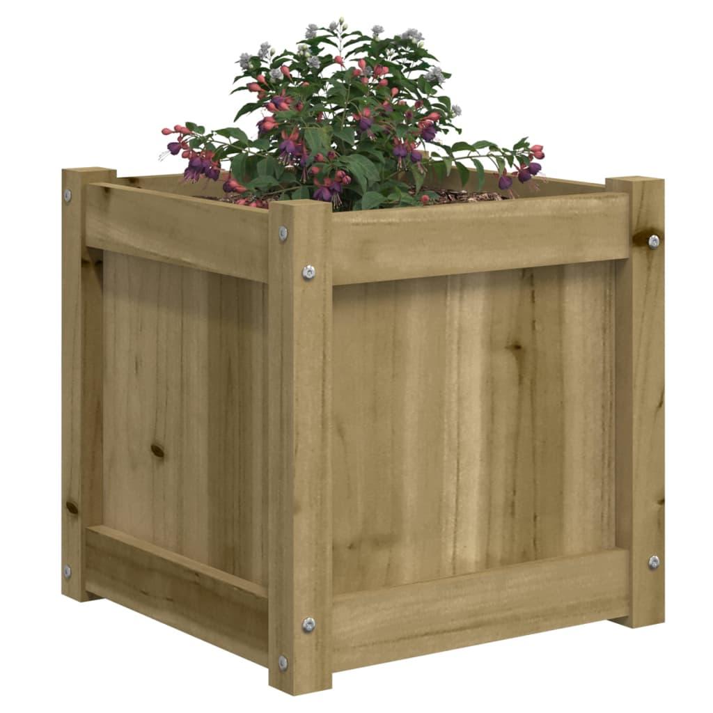 Plantenbak – Bloembak – Moestuinbak – Kruidenbak – Bloempot – Houten Vierkante Plantenbak – 40,6x40,6x40,6 cm – Geïmpregneerd Grenenhout Met Afwatering