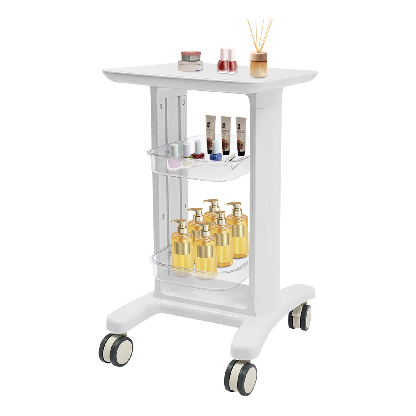 Opbergwagen – Opbergtrolley – Beauty Trolley – Werkwagen – Salonwagen – 3-laags – Stevig ABS Kunststof – Zwenkwieltjes Met Rem