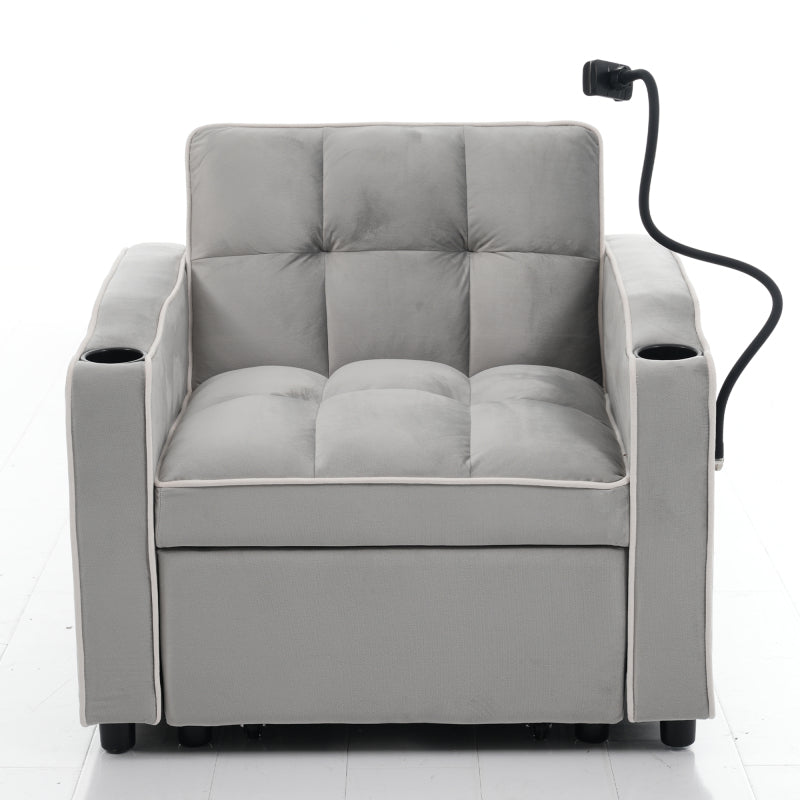 3-in-1 Uitschuifbare Sofa Bed – Slaapstoel – Fauteuil – Uitklapbed – 1-Persoonsbed – Ingebouwde Bekerhouders – Telefoonhouder – Compact 83x167x76 cm