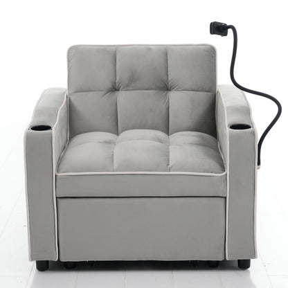 3-in-1 Uitschuifbare Sofa Bed – Slaapstoel – Fauteuil – Uitklapbed – 1-Persoonsbed – Ingebouwde Bekerhouders – Telefoonhouder – Compact 83x167x76 cm