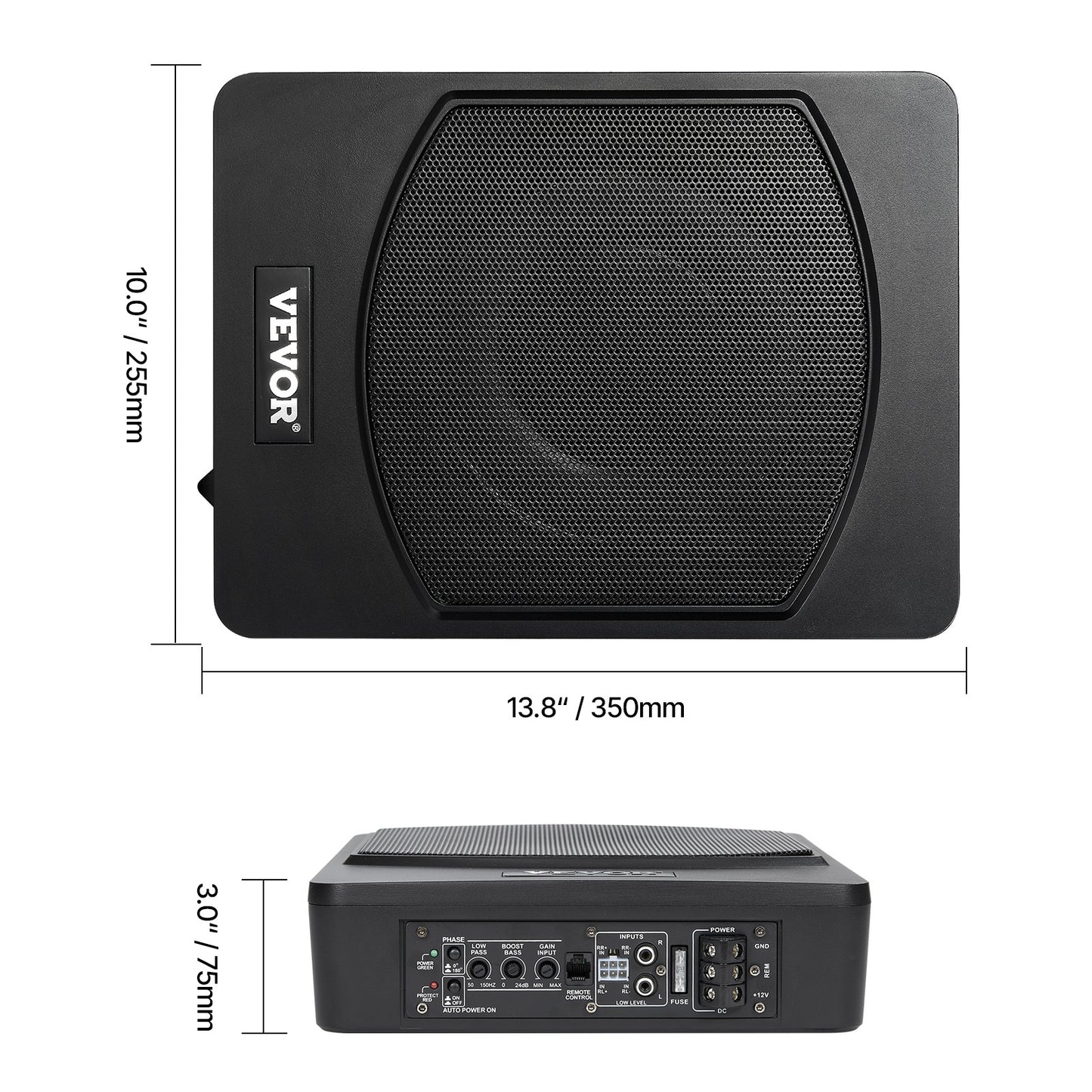Subwoofer – Auto Subwoofer – Bass Speaker – Powered Subwoofer – Ultra Slanke 10 Inch Subwoofer – 120W RMS / 240W Pieken – Aluminium Behuizing & Onder Stoel Montuur