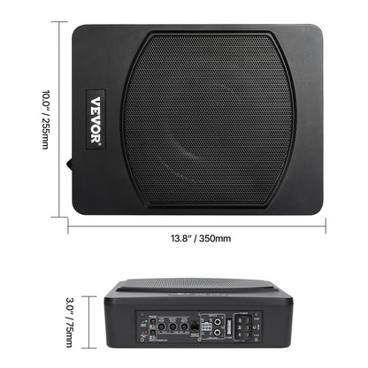 Subwoofer – Auto Subwoofer – Bass Speaker – Powered Subwoofer – Ultra Slanke 10 Inch Subwoofer – 120W RMS / 240W Pieken – Aluminium Behuizing & Onder Stoel Montuur