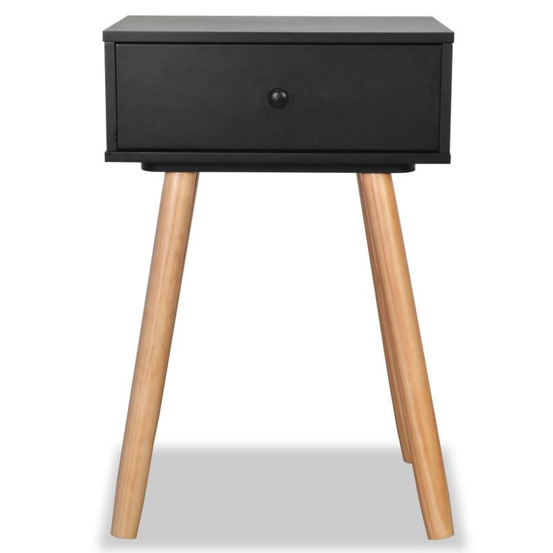 Bedside tables 2 st 40x30x61cm Solid grenenwood black Removable, suitable for indoor use and suitable for all seasons