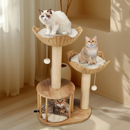 Krabpaal – Kattenboom – Krabmeubel – Kattenhuis – Krabton – 99 cm Hoog – Natuurlijk Hout en Sisal