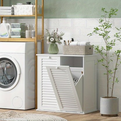 Witte Wasmand – Wasbak – Linnenkast – Opbergkast – Badkamer Kast – Metaal – Inclusief 2 Baskets – Geen Montage Nodig – 3.2 Cu Ft Gesloten Opbergruimte