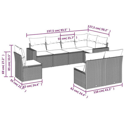 High quality outdoor sofaGarden lounge 8pcs with brown resin braided cushions